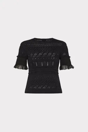 LongSleeve Hydrophobic Threadwork Smocked Finish Pointelle Top