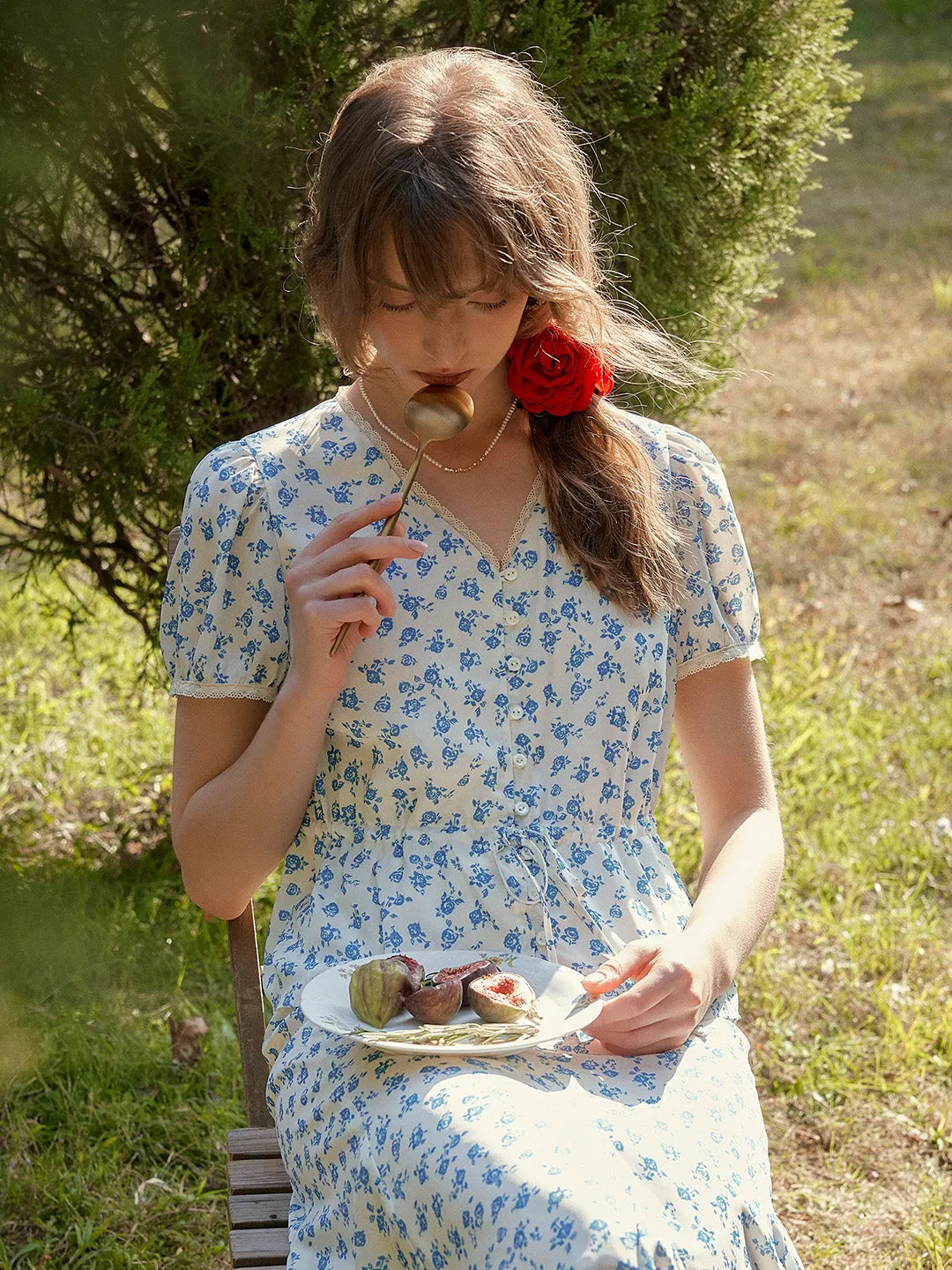 ??Final Sale??Rebecca V-Neck Floral Blouse ErgonomicSleeves simple design