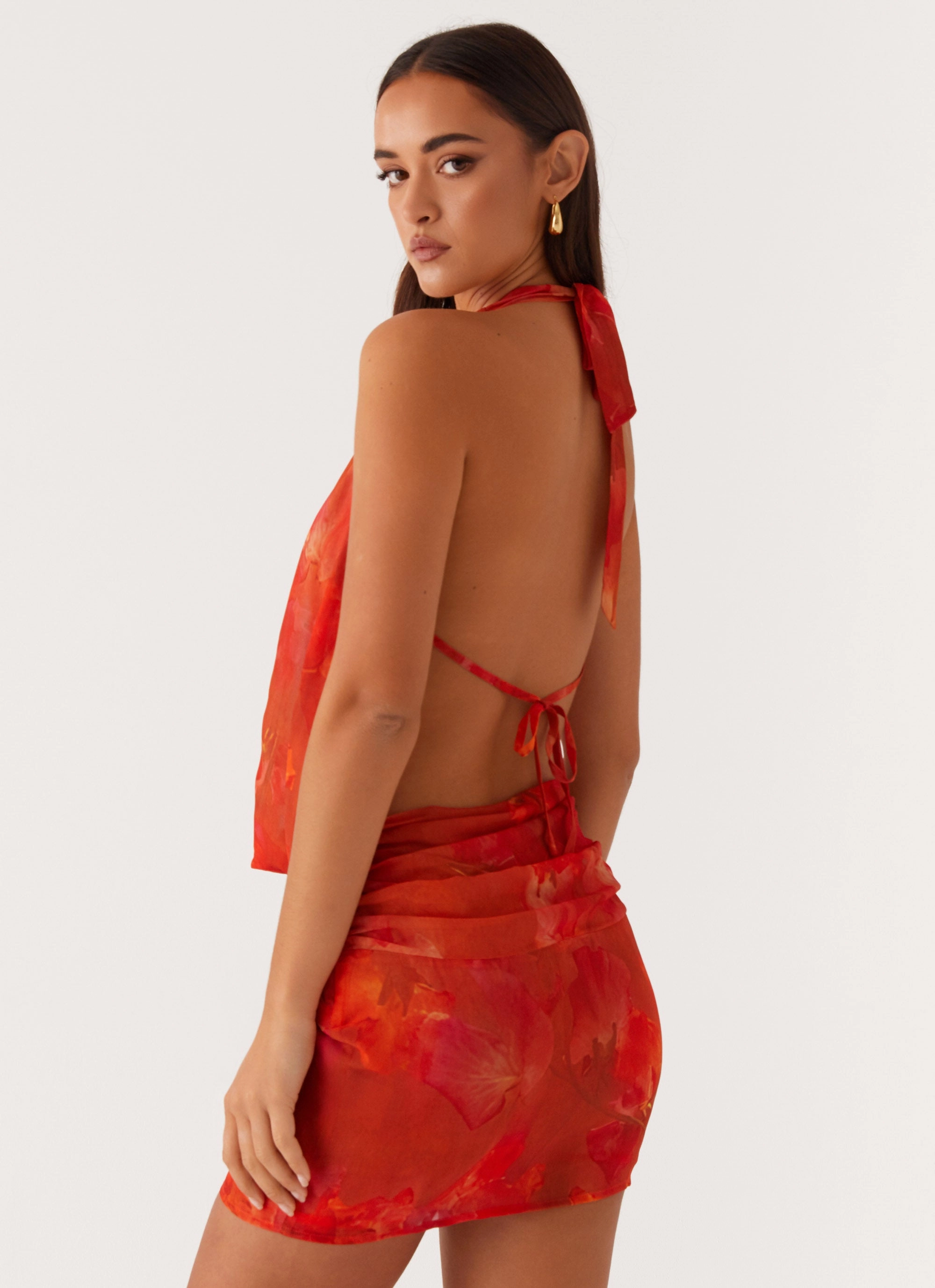 Elysia Chiffon Mini Dress - Amber Outfit Game