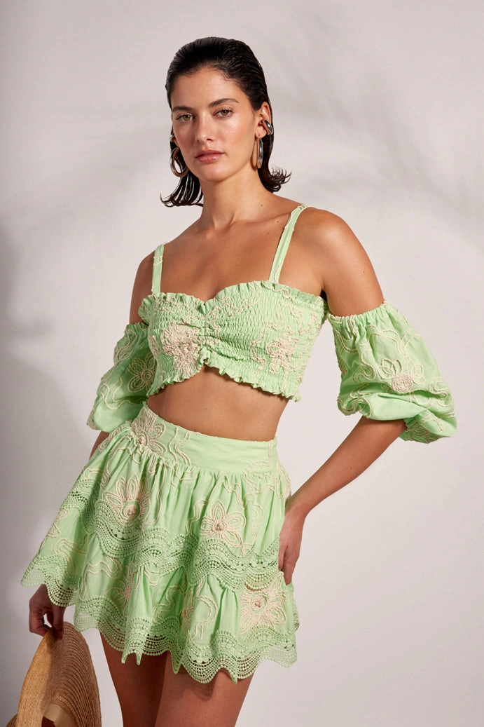 NALU MINI SKIRT GREEN Non Irritating Tags Snag Proof Fabric
