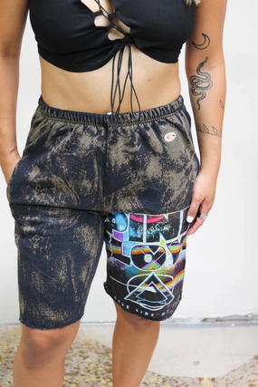 Pink Floyd Acid Wash Sweat Shorts Animal Print Moisture Management System