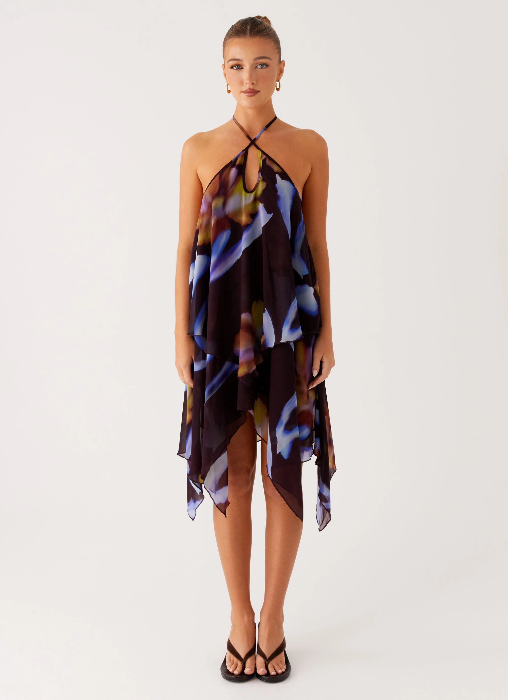 Multipurpose Verbena Midi Dress - Dark Floral