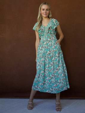 Seasonal Must-Have Occasion Wear Watercolor Jade Dress