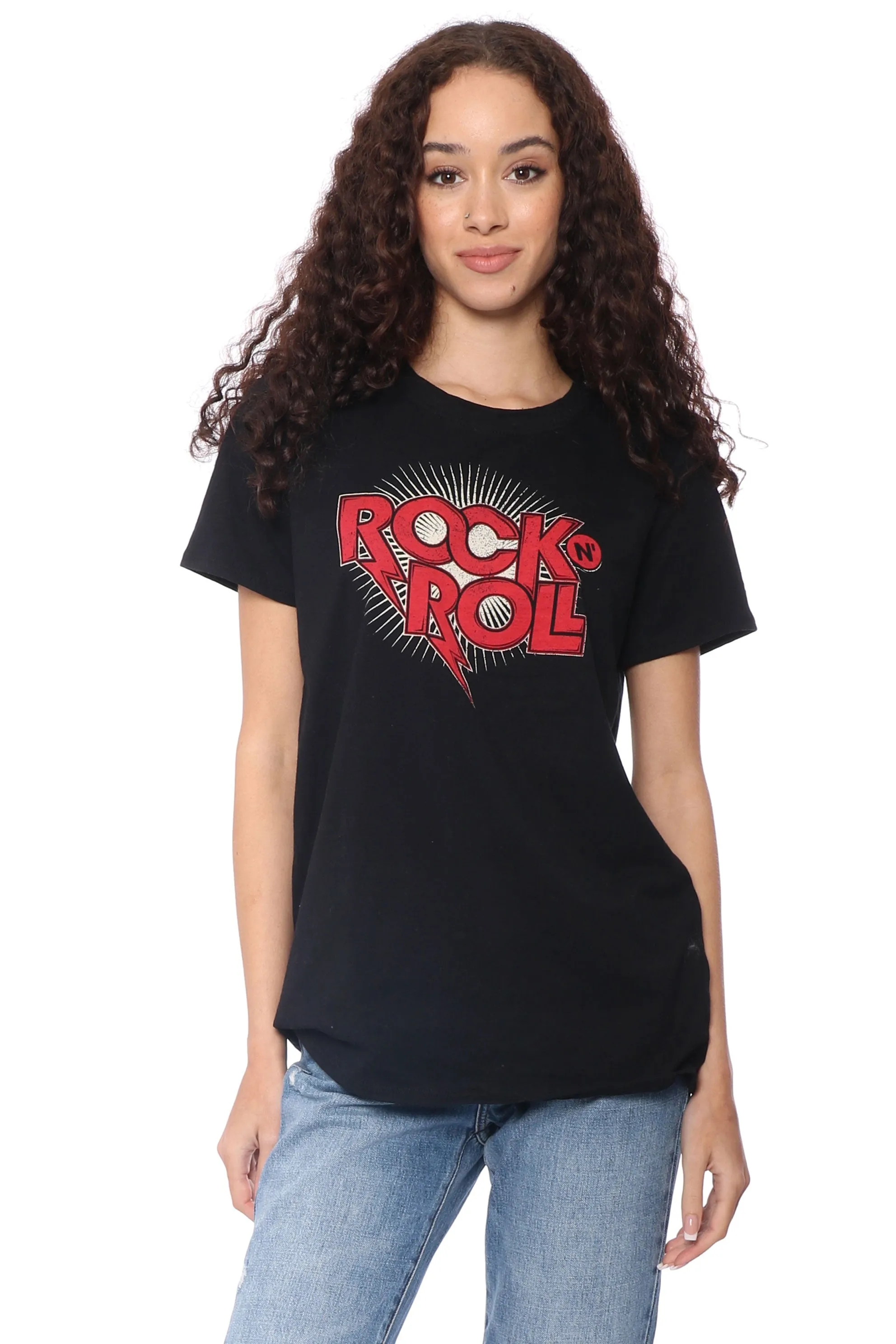 Hidden Pocket Design Breathable Knit Fabric Rock N Roll Tee