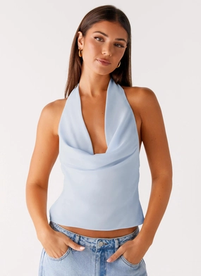 Charli Cowl Top - Blue Chic Tee