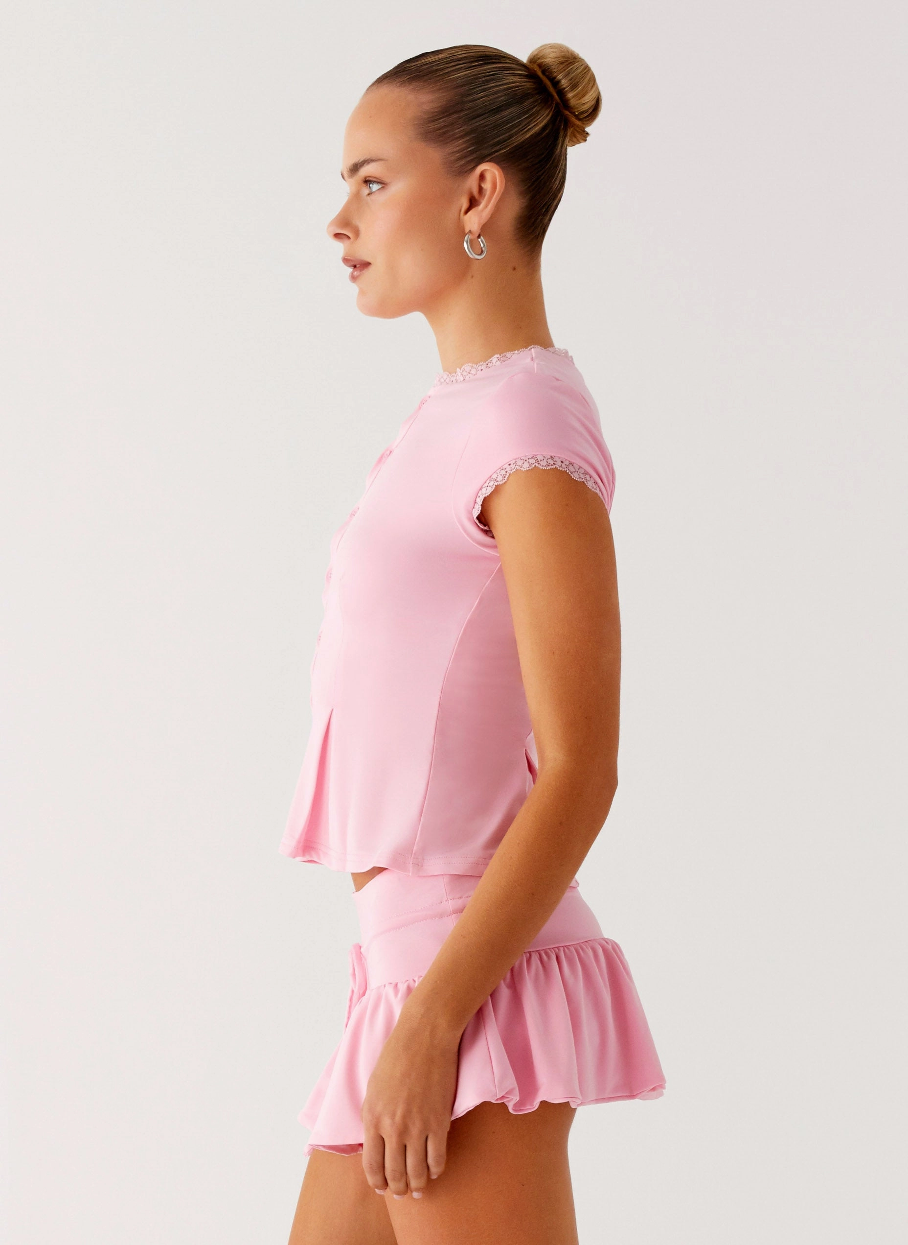 ReinforcedShoulderConstruction Landon Button Up Top - Pink