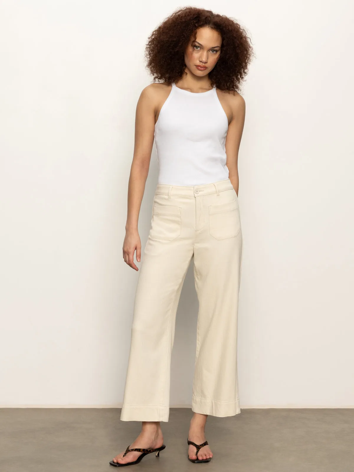 Perfect Comfort Tough Style Soft Marine Wide Leg Standard Rise Crop Pant Macrame