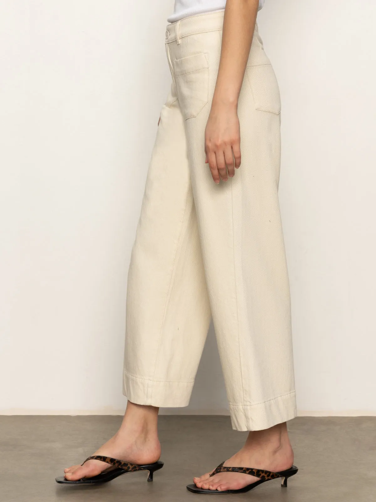 Soft Marine Wide Leg Standard Rise Crop Pant Macrame Anti Pilling Surface