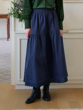 Easy Stretch Rhea Hollow Cotton Midi Skirt