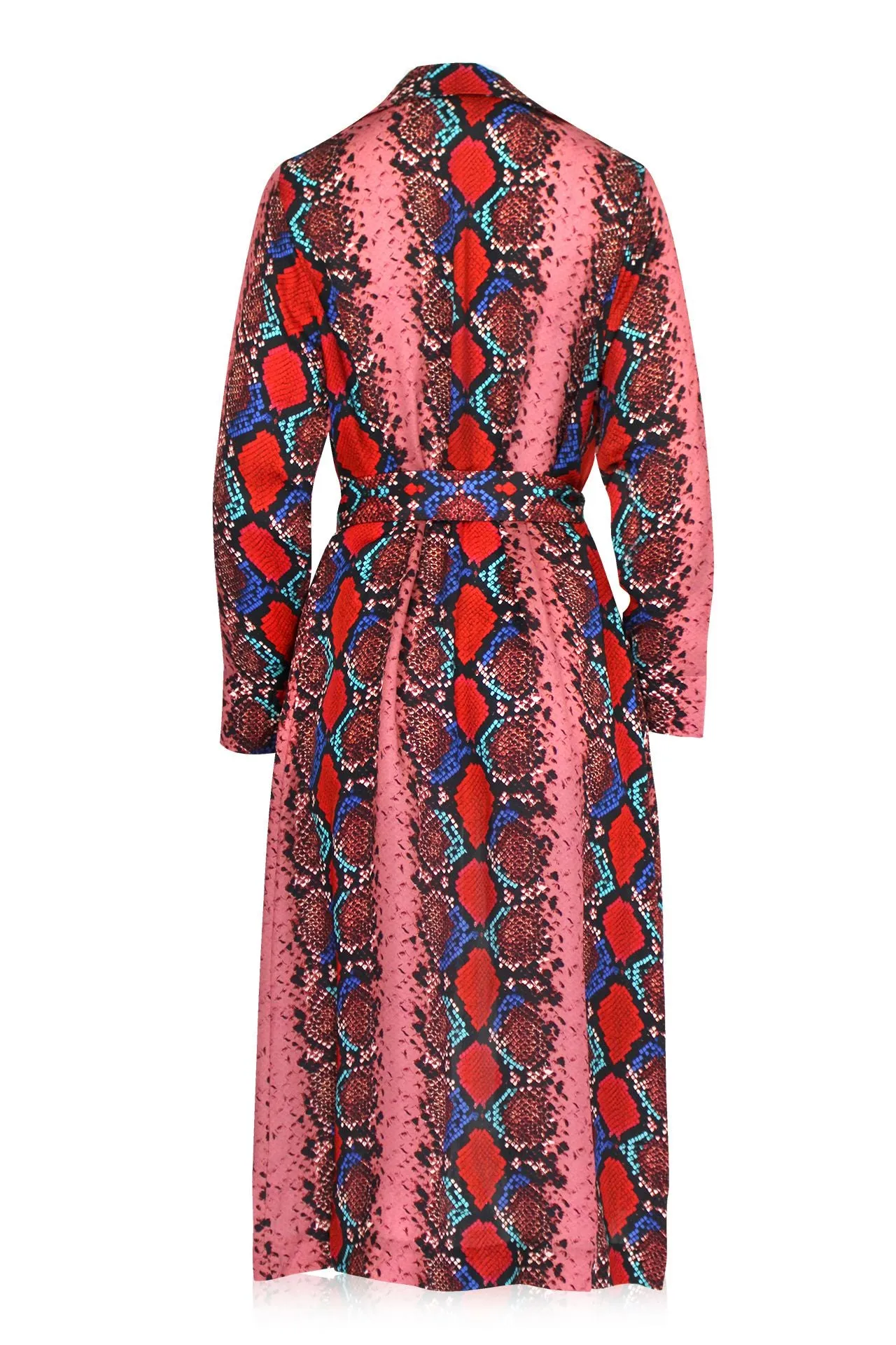 Snake Print Silk Long Robe Jacket