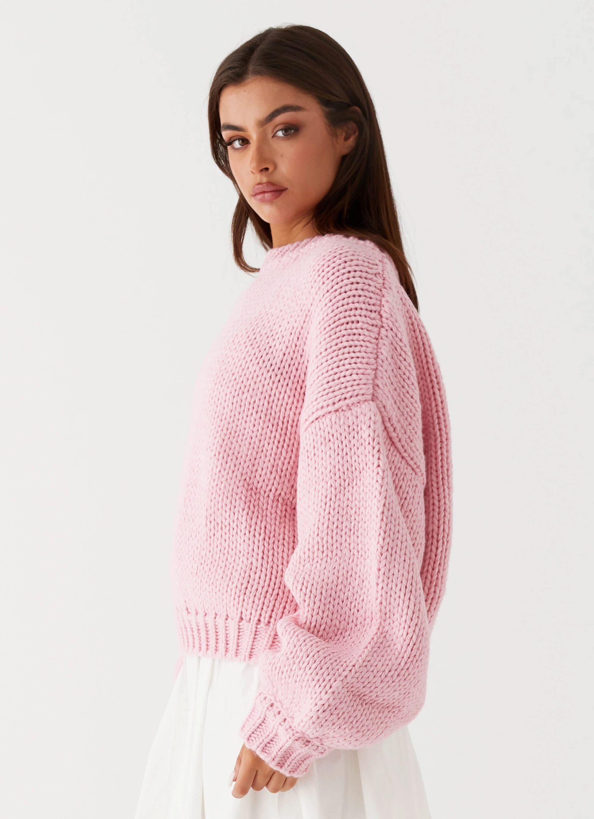 Costella Knit Sweater - Pink Magnetic Closure