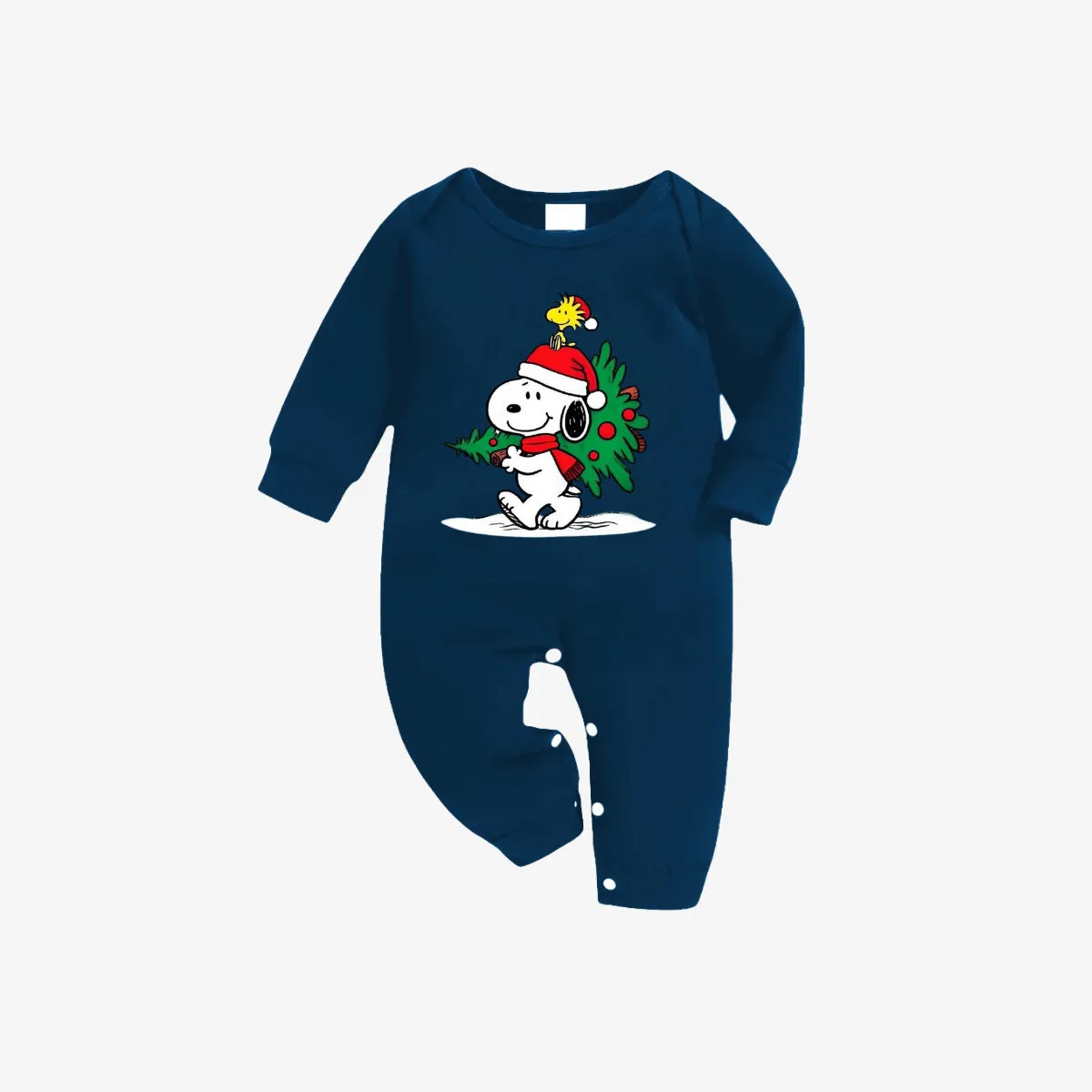 Snoopy Dog Printed Blue Plaid Christmas Family Pajama Set