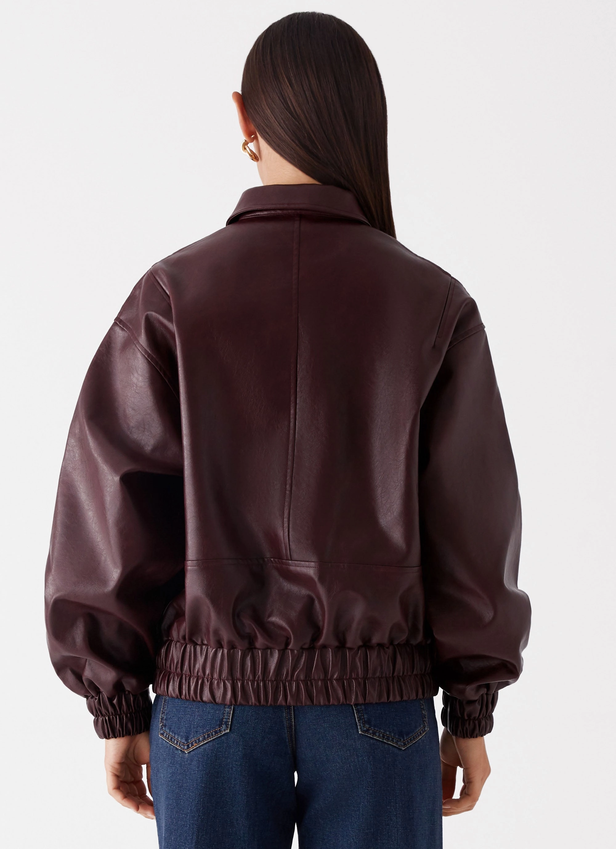 Period Chilly Weather Wear Holland Bomber Jacket - Wine