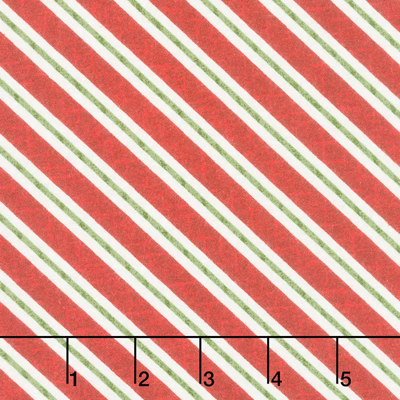 Snowdays Flannel - Candy Cane Stripe Red Yardage