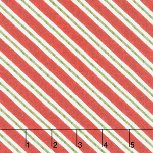 Snowdays Flannel - Candy Cane Stripe Red Yardage