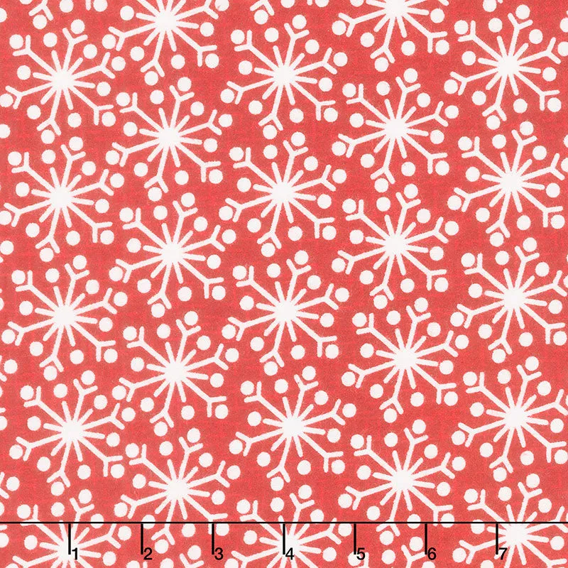 Snowdays Flannel - Snowflake Red Yardage
