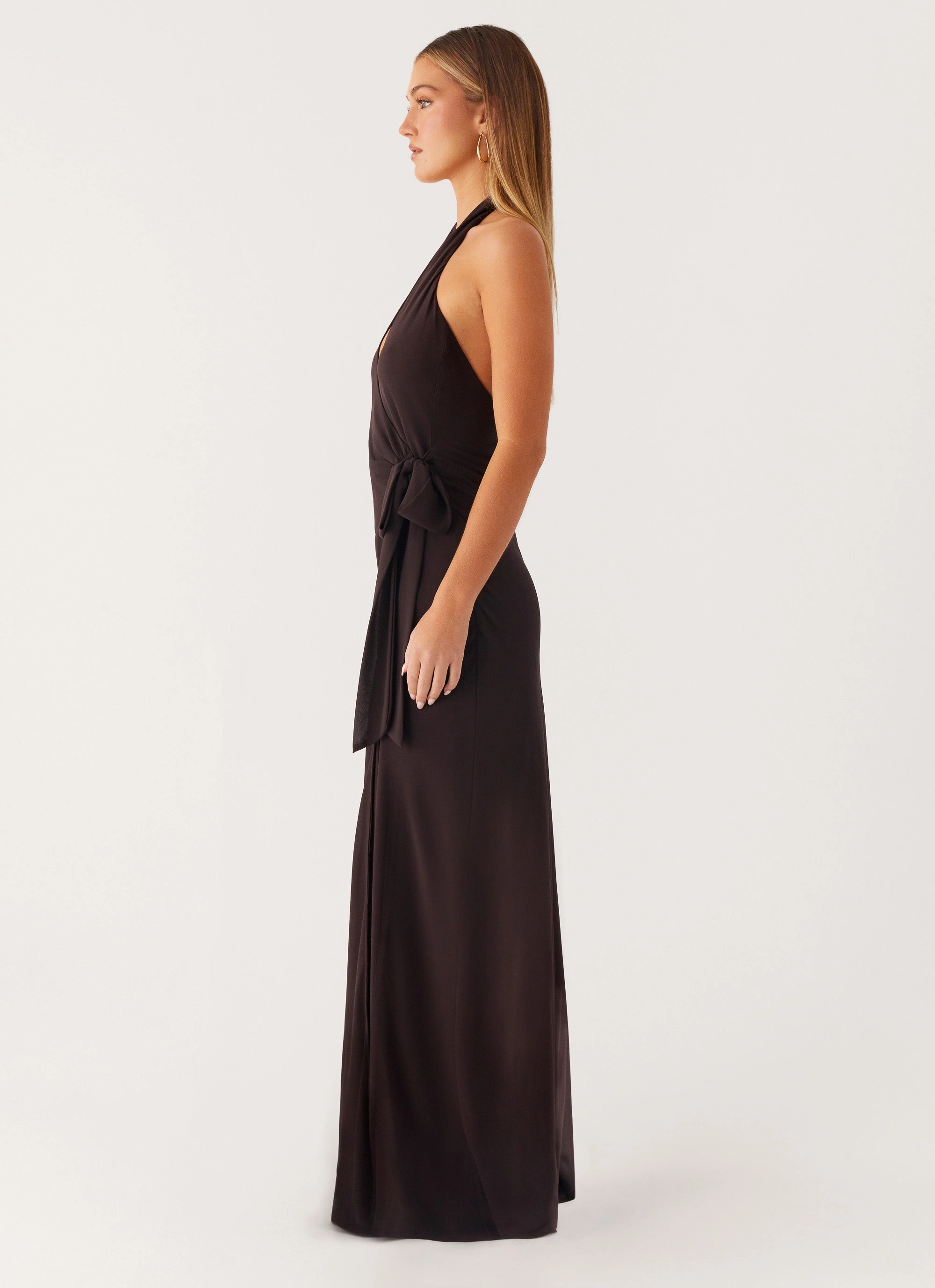 Pleated-Skirt So Chic Maxi Dress - Cool Chocolate