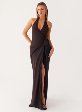 Silky Layer So Chic Maxi Dress - Cool Chocolate