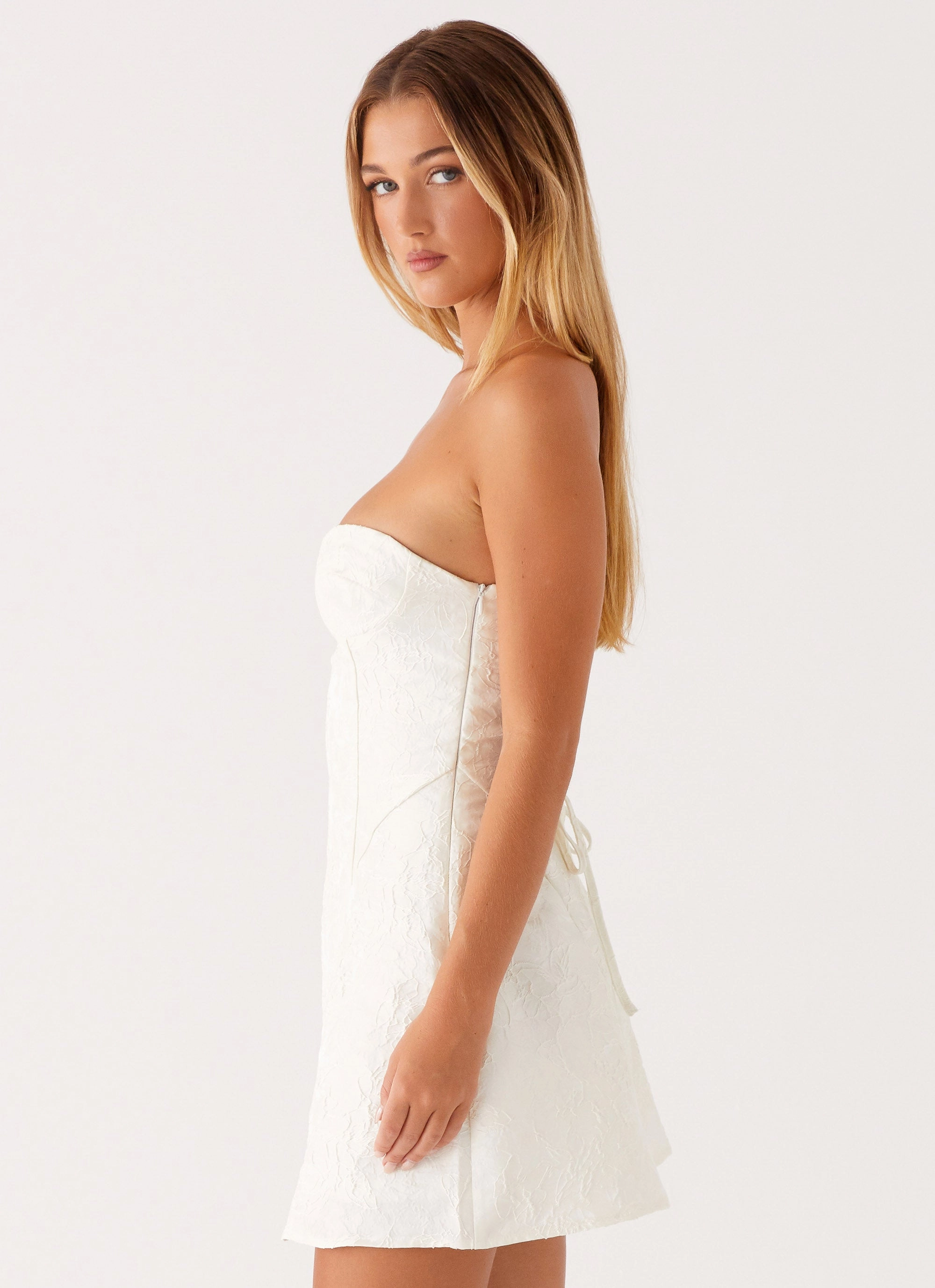 So Stylish Mini Dress - White Recycled Polyester Anti Pilling Treatment