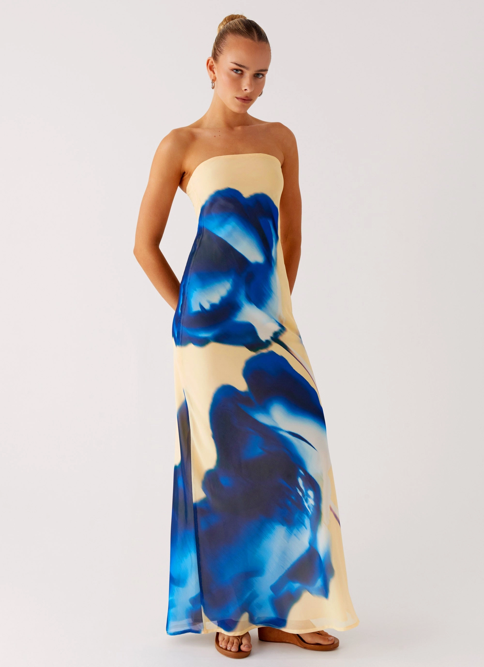 Office Mood Timeless Fashion So You Say Strapless Maxi Dress - Heirloom Floral