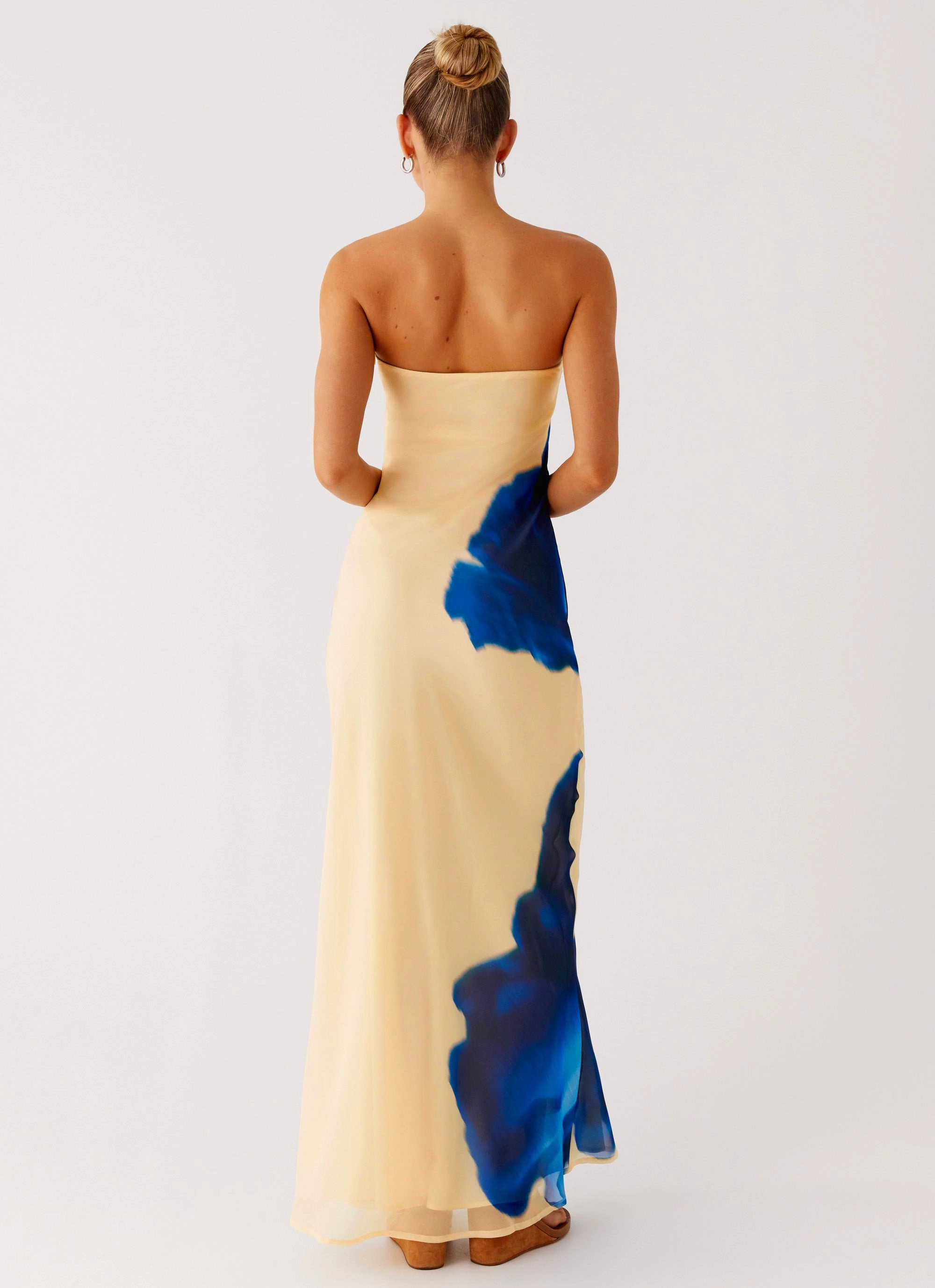 So You Say Strapless Maxi Dress - Heirloom Floral Artistic Flair Lounge Style