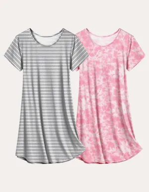 Soft 2 Pack Short Sleeve Nightgowns (US Only)