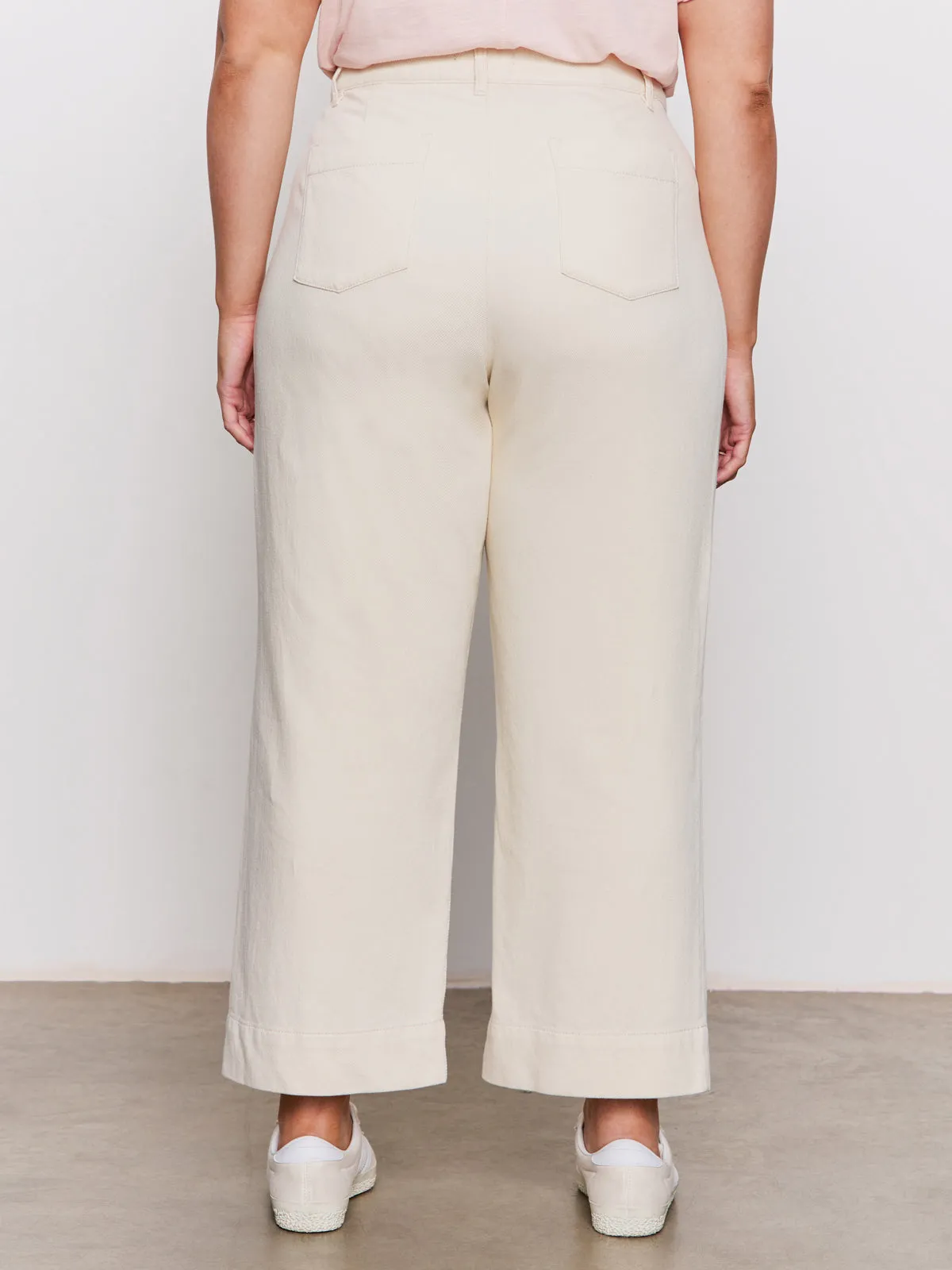 Chill Fit Soft Marine Wide Leg Standard Rise Crop Pant Macrame Extended Sizing