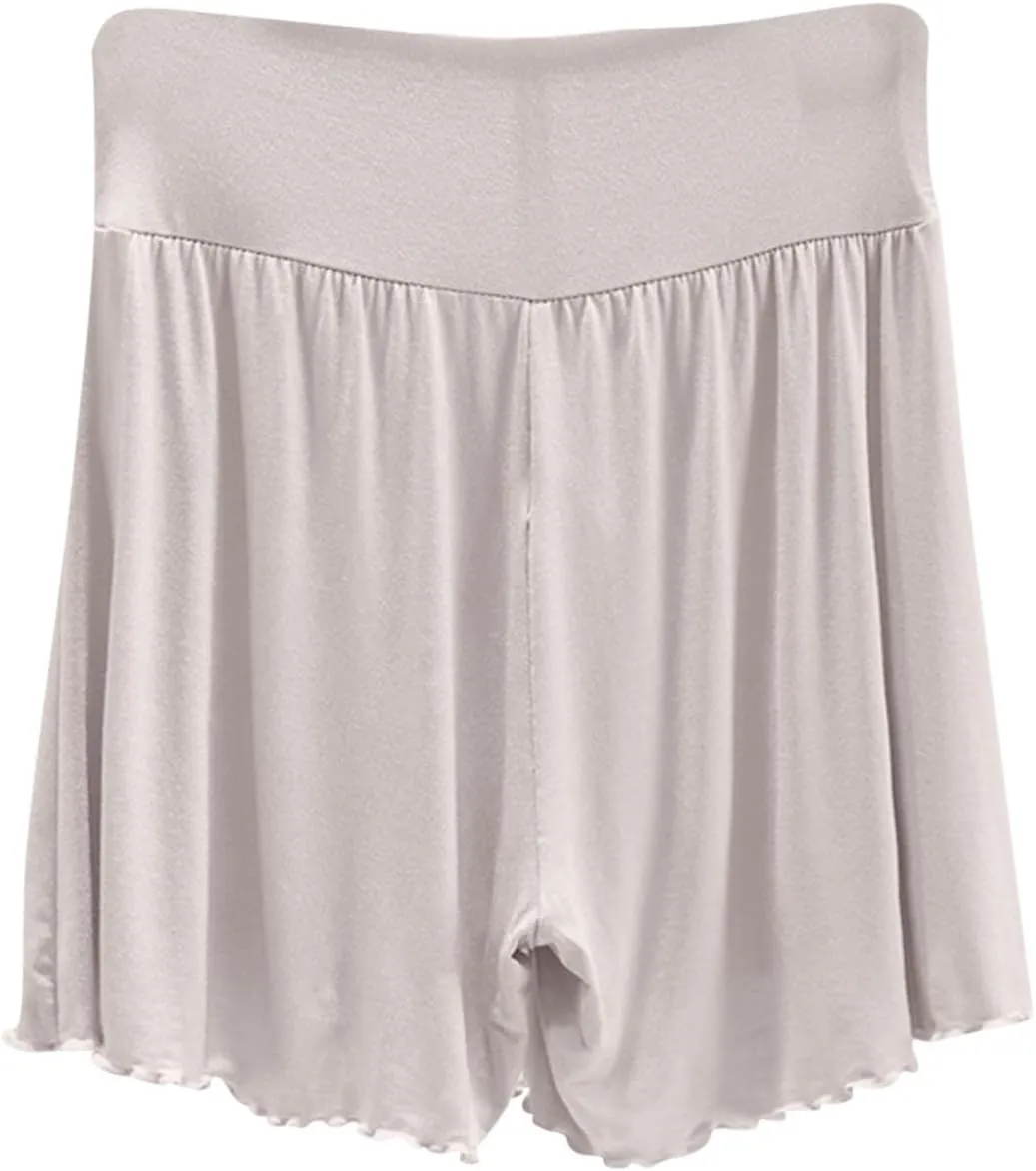 Soft Modal Lounge Shorts for Women Elastic High Waist Casual Sleepwear Loose Comfy Pajamas Boxer Pjs Bottom