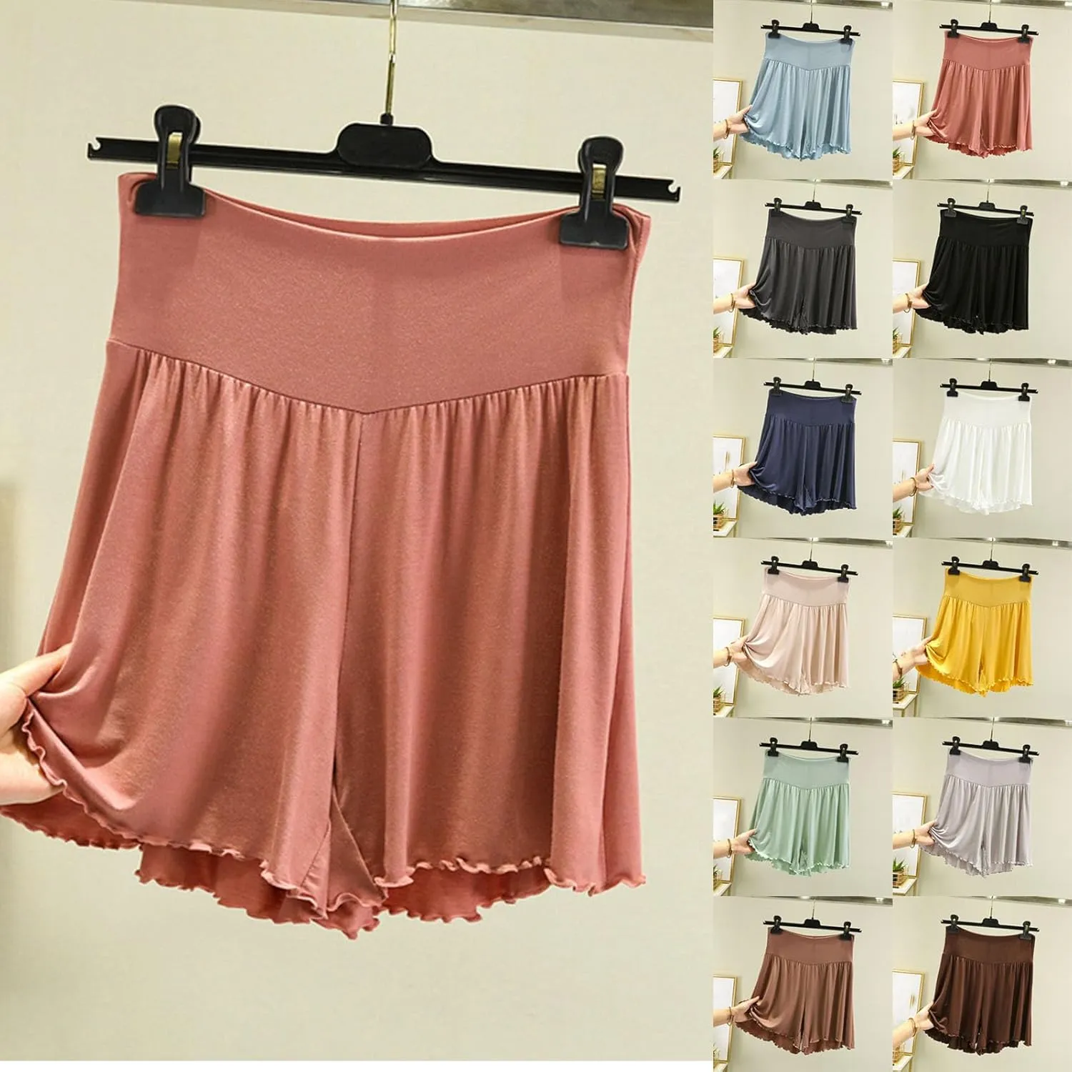 Soft Modal Lounge Shorts for Women Elastic High Waist Casual Sleepwear Loose Comfy Pajamas Boxer Pjs Bottom