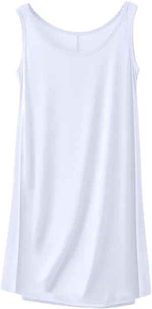 Soft Modal Nightgowns for Women Sleeveless Nightshirt Loose Crewneck Solid Sleepshirt Comfy Pajama Dress