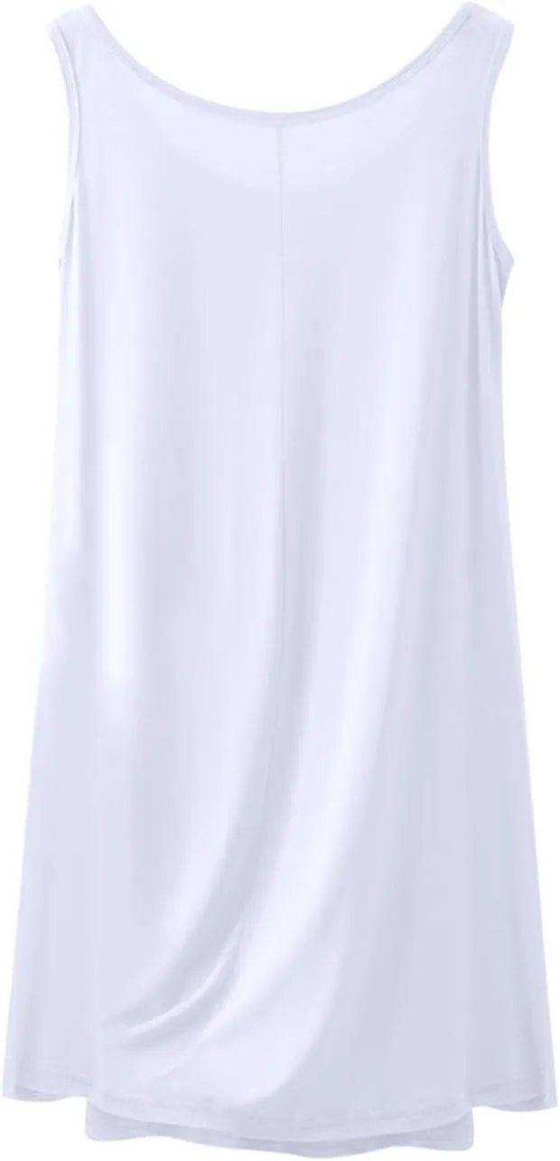 Soft Modal Nightgowns for Women Sleeveless Nightshirt Loose Crewneck Solid Sleepshirt Comfy Pajama Dress