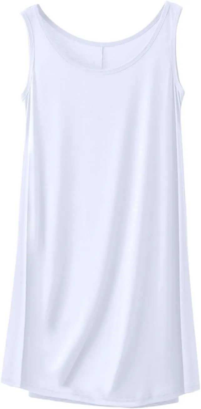 Soft Modal Nightgowns for Women Sleeveless Nightshirt Loose Crewneck Solid Sleepshirt Comfy Pajama Dress