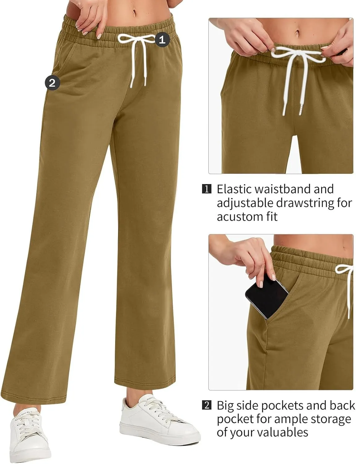 Soft Pajama Pants for Women, Wide Leg Comfy Casual Lounge Baggy Sweatpants Drawstring Workout Pants Pockets