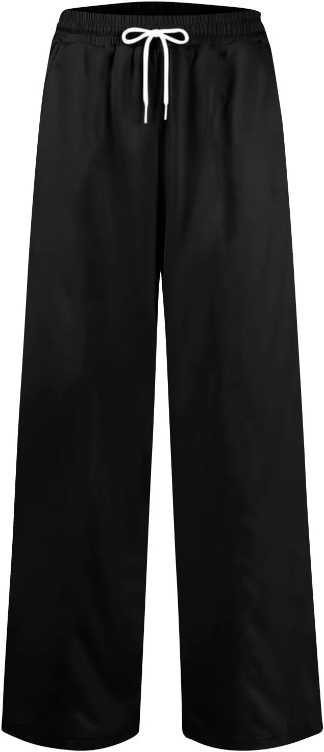 Soft Pajama Pants for Women, Wide Leg Comfy Casual Lounge Baggy Sweatpants Drawstring Workout Pants Pockets