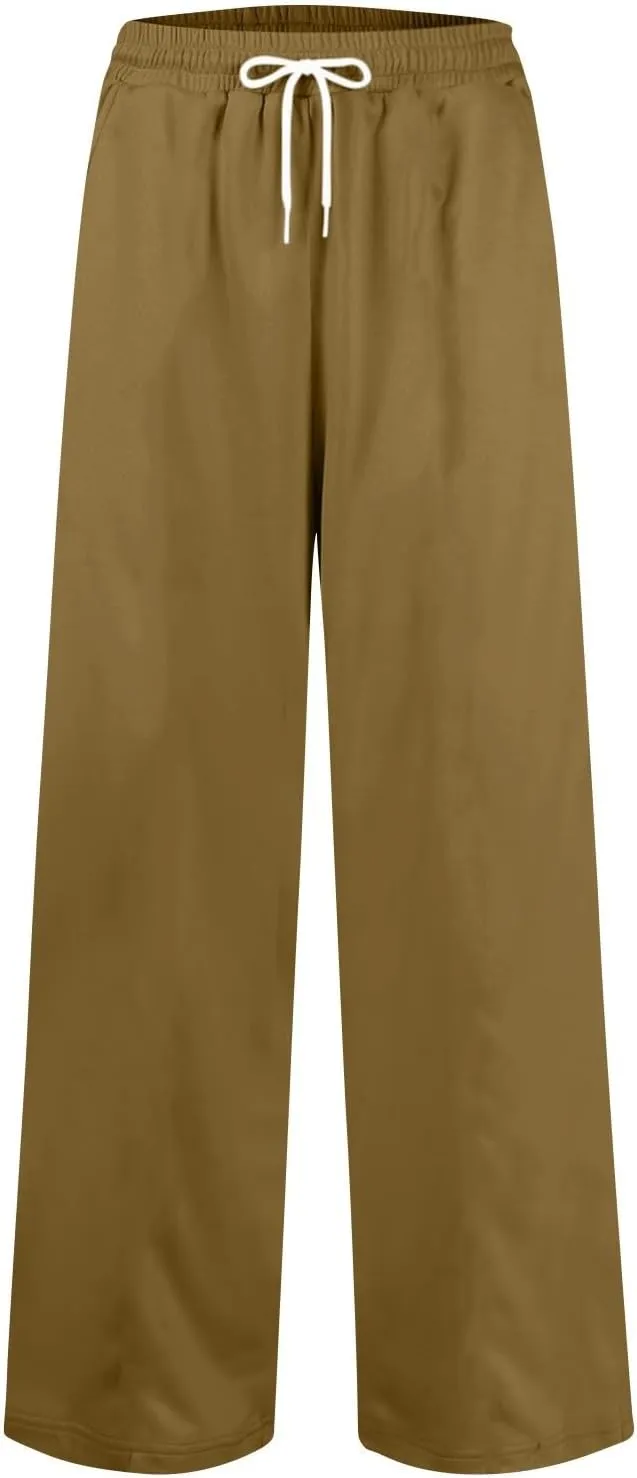 Soft Pajama Pants for Women, Wide Leg Comfy Casual Lounge Baggy Sweatpants Drawstring Workout Pants Pockets