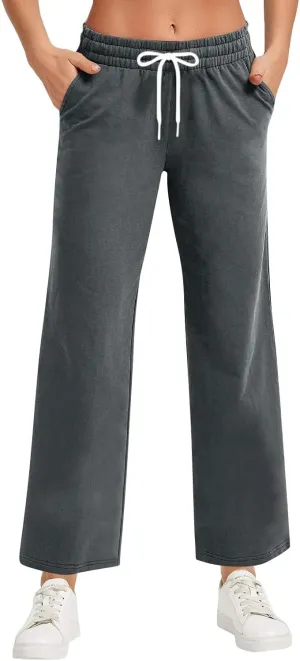 Soft Pajama Pants for Women, Wide Leg Comfy Casual Lounge Baggy Sweatpants Drawstring Workout Pants Pockets