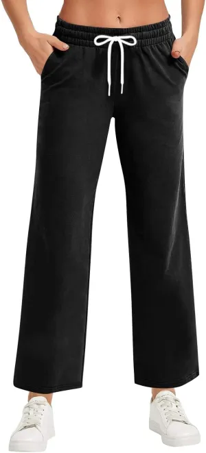 Soft Pajama Pants for Women, Wide Leg Comfy Casual Lounge Baggy Sweatpants Drawstring Workout Pants Pockets