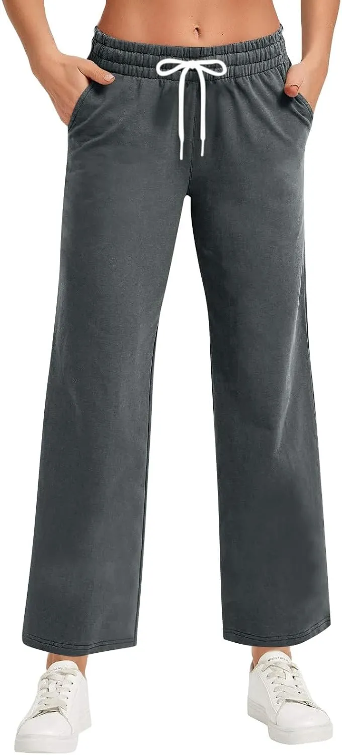 Soft Pajama Pants for Women, Wide Leg Comfy Casual Lounge Baggy Sweatpants Drawstring Workout Pants Pockets