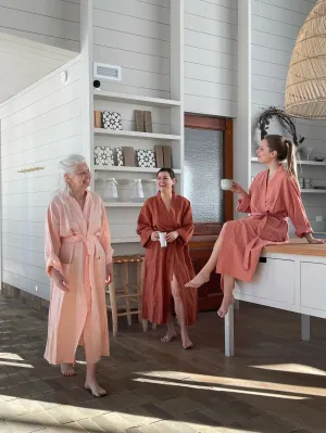 SOFT PINK LINEN BATHROBE KIMONO