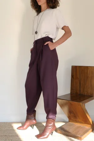 Barrel Trouser - Plum Smart Stretch