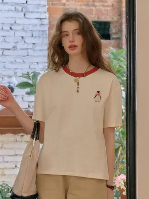 All-Purpose Wear MultiPanelConstruction ??Final Sale??Poppy Round Neck 100% Cotton T-shirt