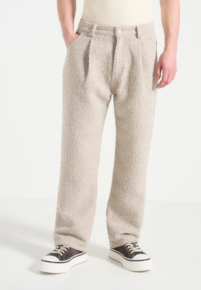 Arnault - Boucle Pleated Jeans - Beige Stylish Choice Routine Style