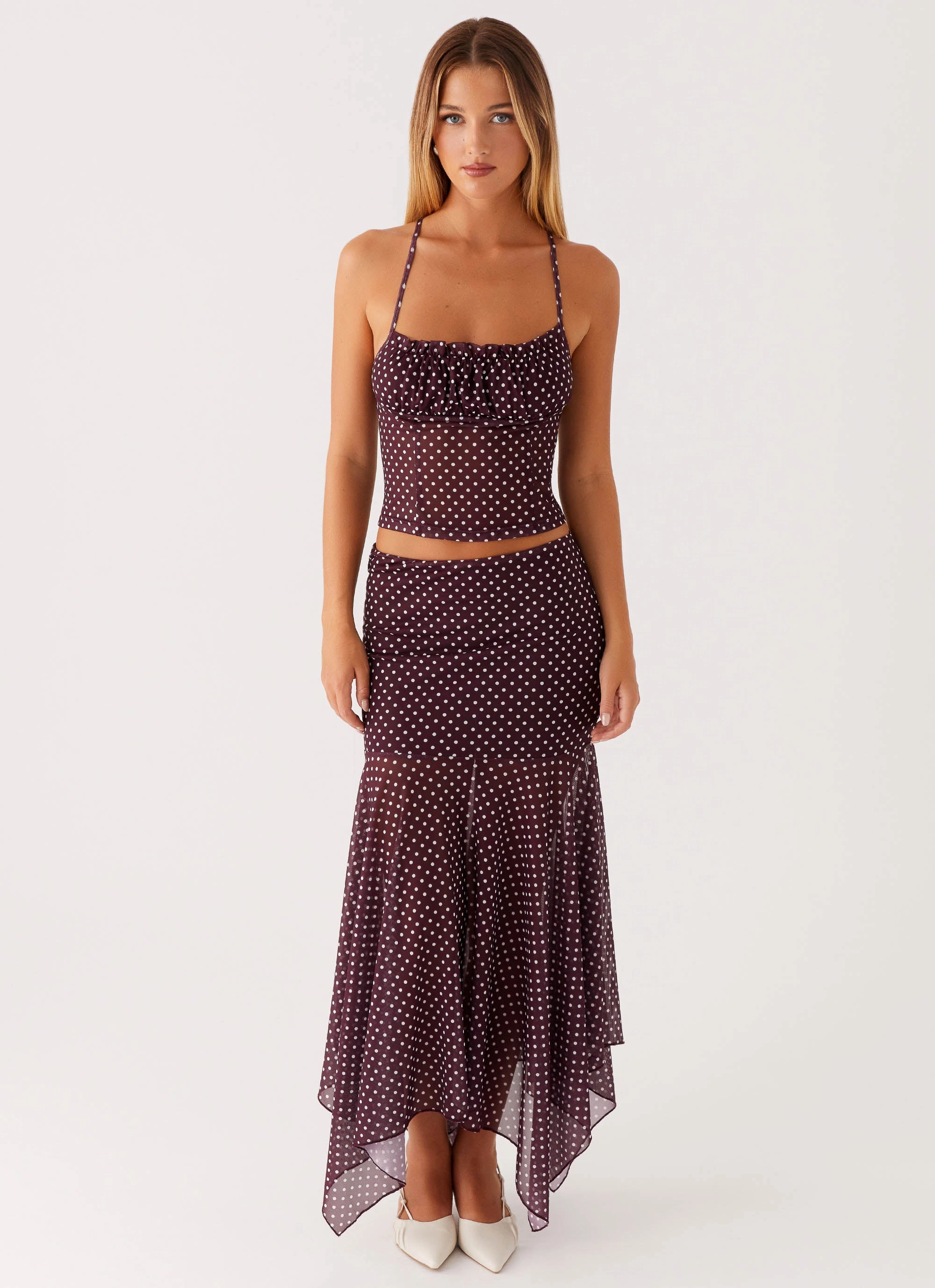 Gather Details Buffy Maxi Skirt - Burgundy