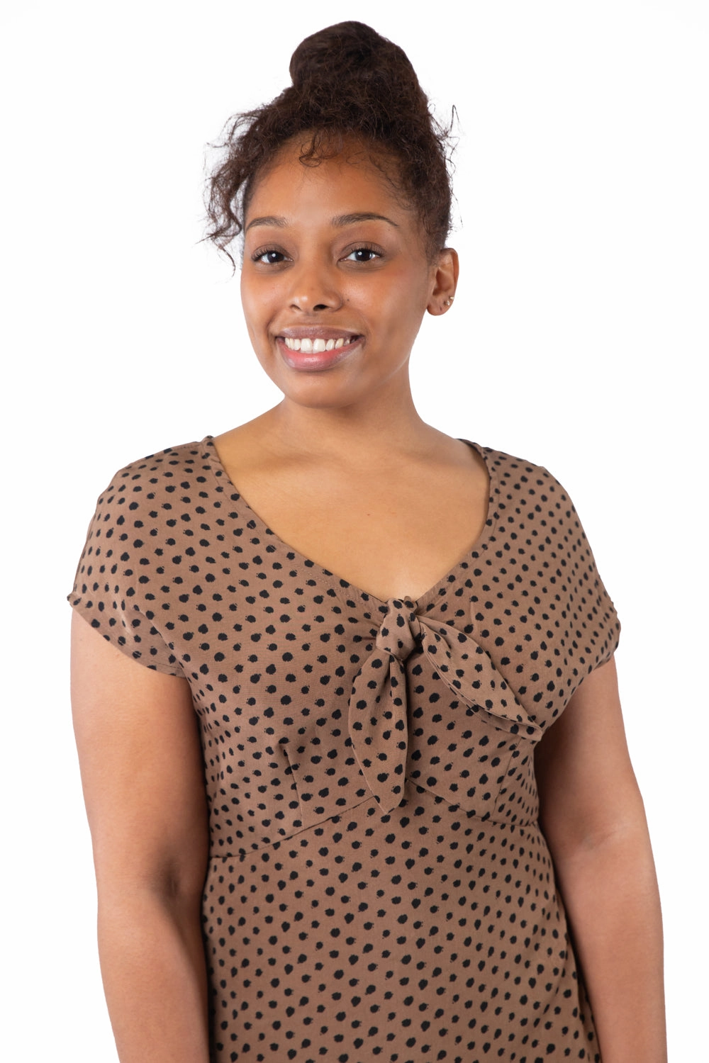 Dreamy Motion Tatiana Dress in Mocha Dot