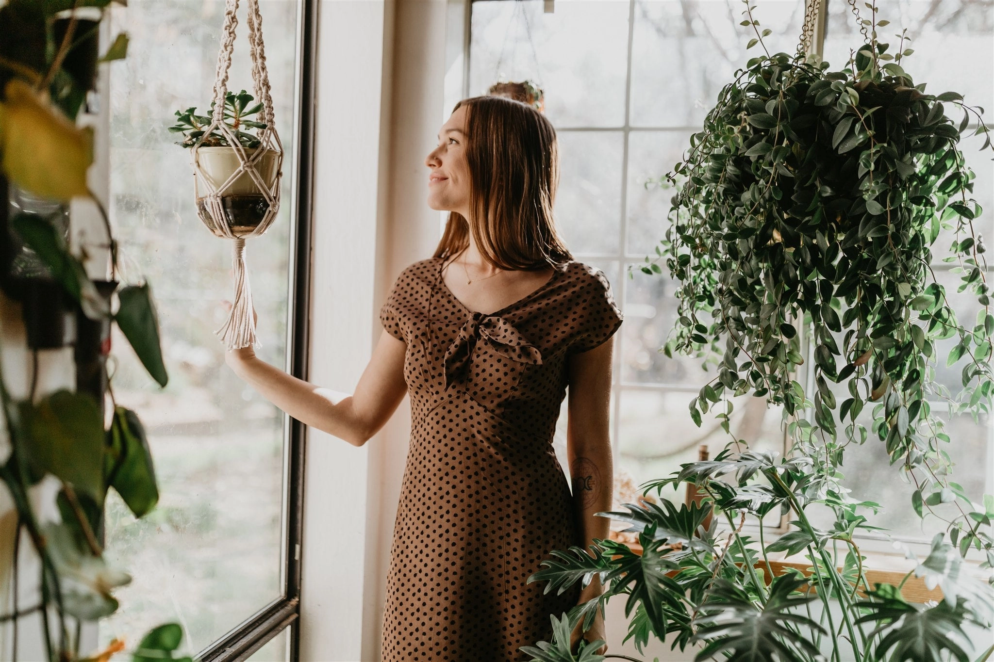 Tatiana Dress in Mocha Dot Casual Days Layer Ready