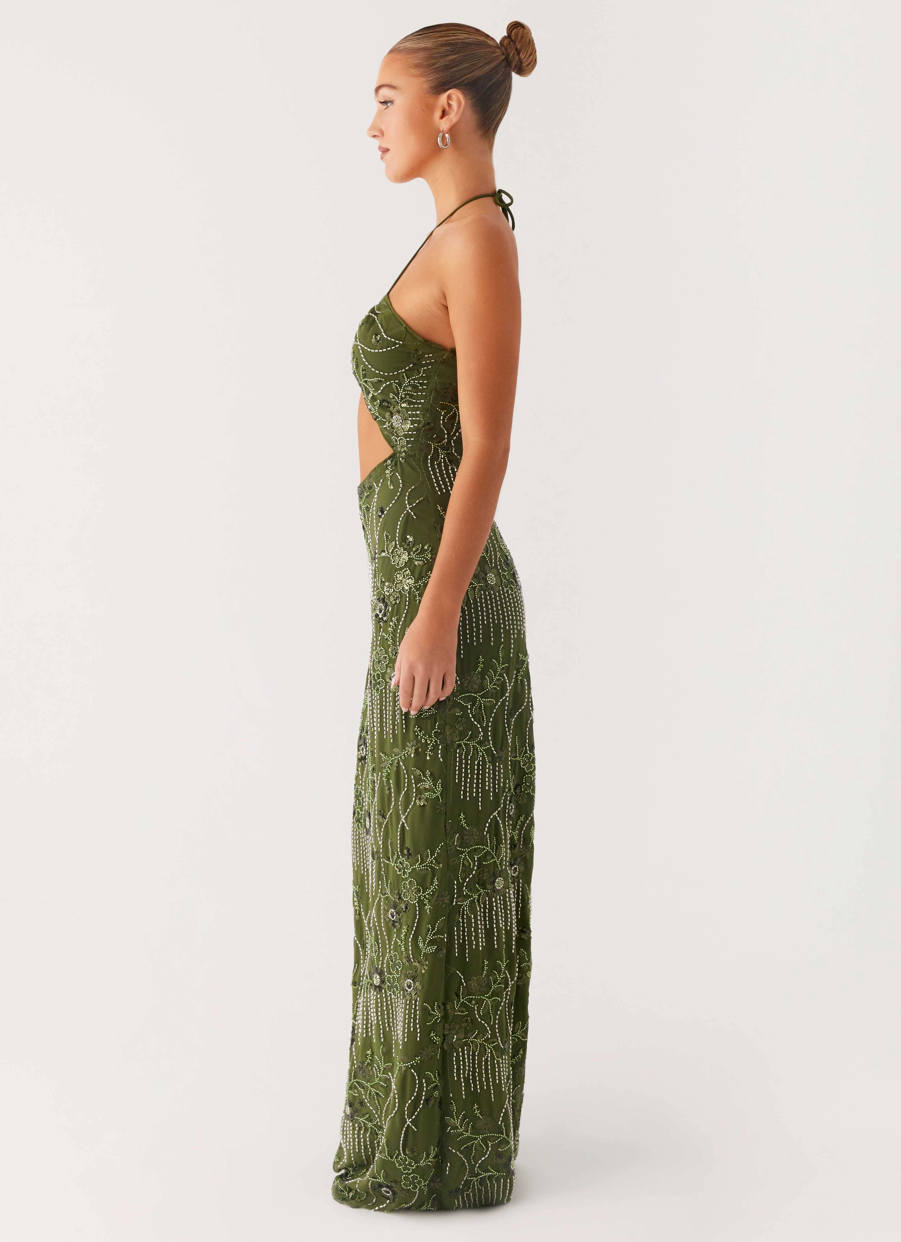Phoenicia Beaded Maxi Dress - Khaki Versatile sundress