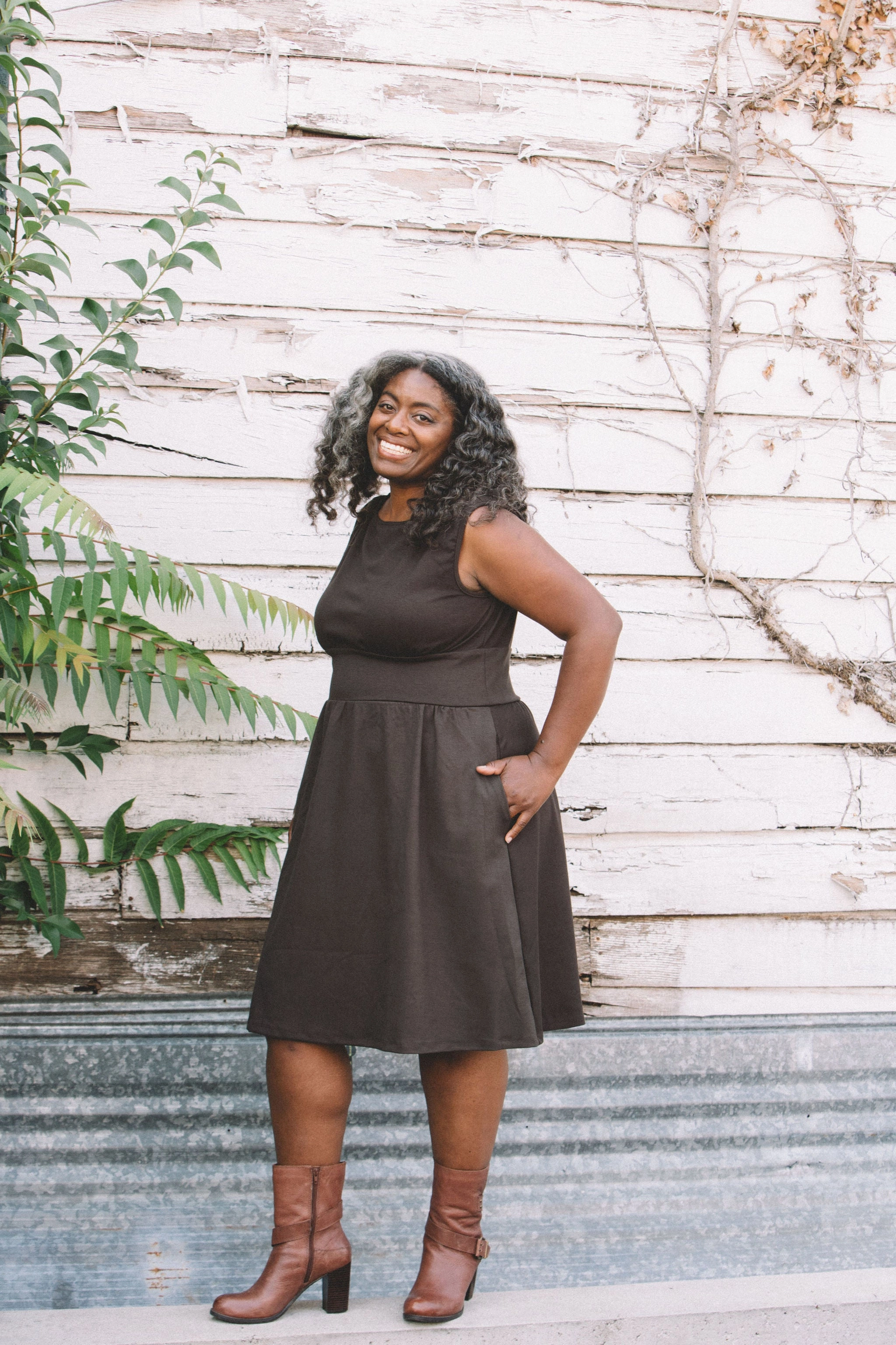 packable Mere Dress in Dark Brown Ponte