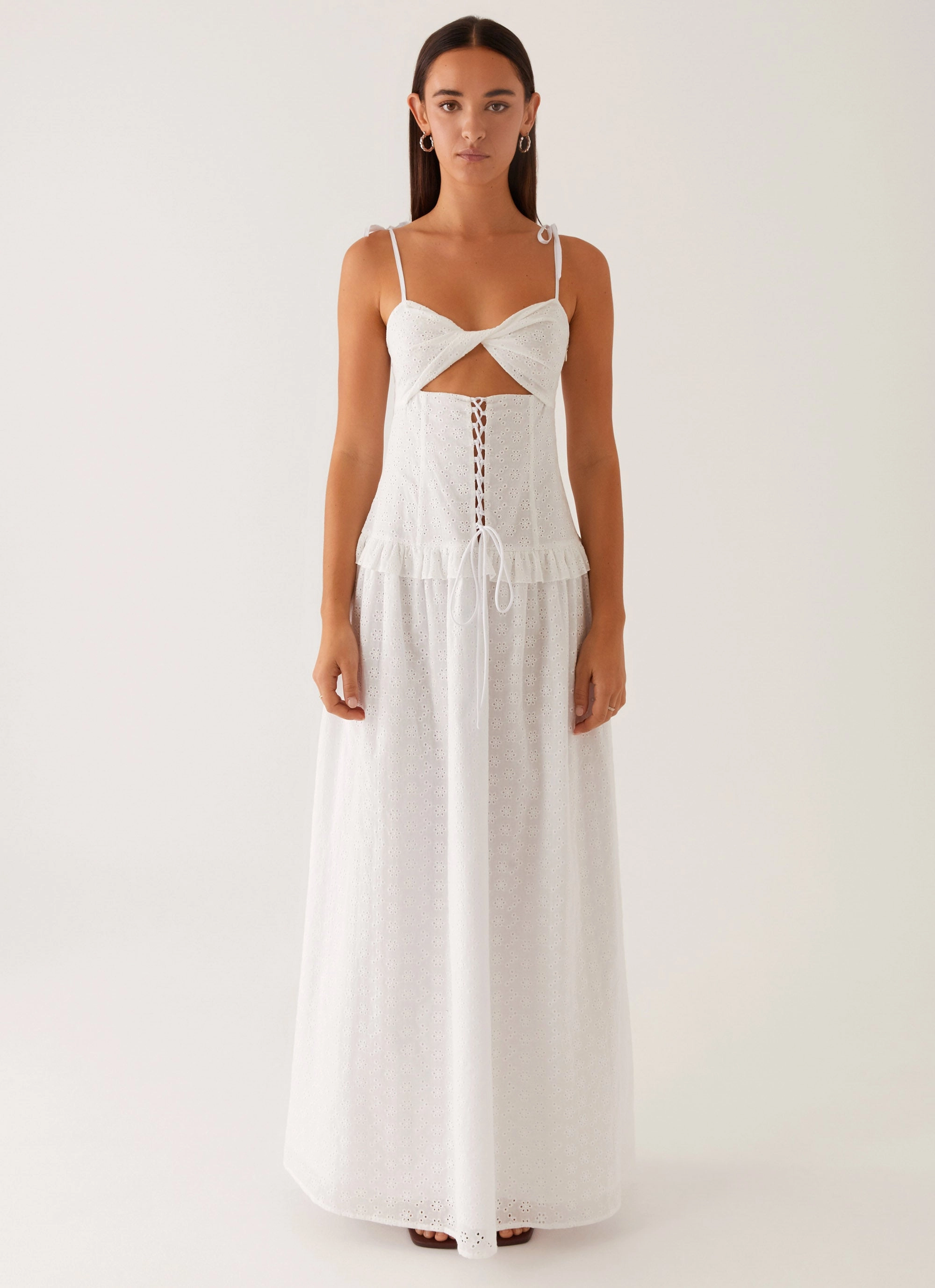 Comfortable Layering Reveria Twist Maxi Dress - Ivory