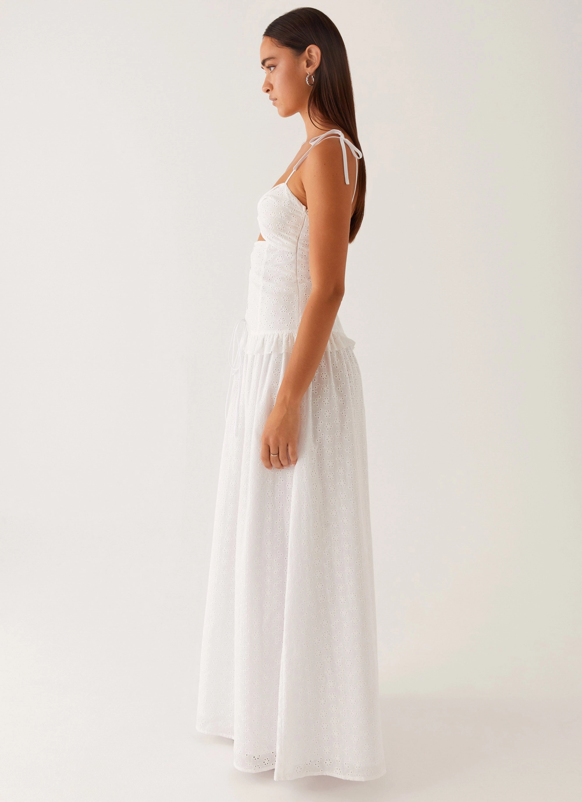 Reveria Twist Maxi Dress - Ivory Button-Cuff