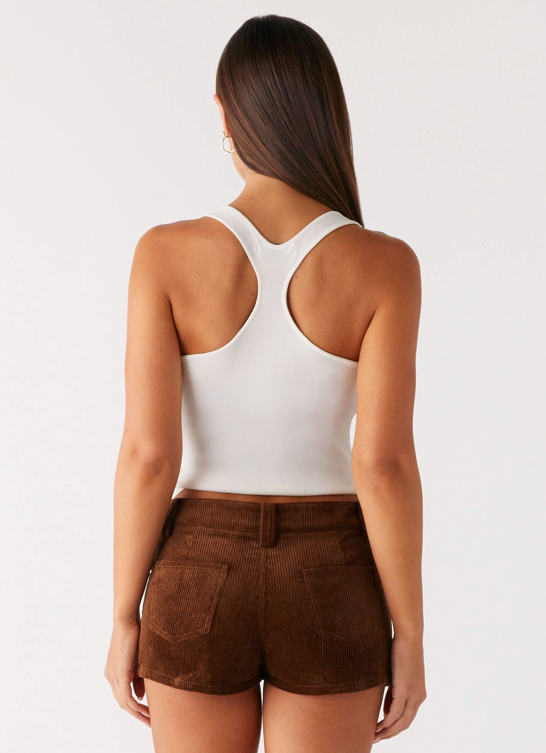 Tropics Low Rise Cord Mini Skort - Walnut Outfit Focused
